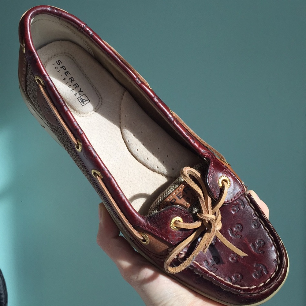 SPERRY TOP-SIDER Burgundy Leather with Anchor NWOT